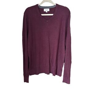 Goodfellow & Co Men’s Size L V-Neck Pullover Burgundy Sweater Cotton Wool Blend